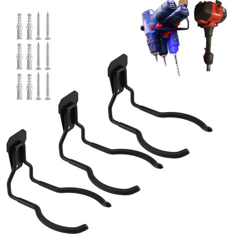 Lot de 2 crochets pour outils électriques, crochets muraux de garage, support de désherbeur, crochet utilitaire pour organiseurs d'outils de garage et rangement (1/5)