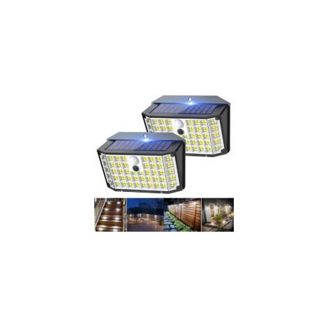 Lampe solaire extérieure – Lot de 2 – 2000LM avec détecteur de mouvement – IP65 étanche – Éclairage grand angle 270° pour jardin et garage (1/5)
