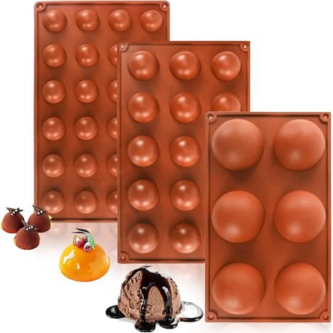 Moule en Silicone Demi Sphere, 6 trous Semicircle 15 trous Demi-cercle 24 trous Demi-cercle, 6,7 cm, 3,7 cm, 2,7 cm, pour La Fabrication de Chocolat, Gateaux, Gelée et Mousse à Dme (1/5)