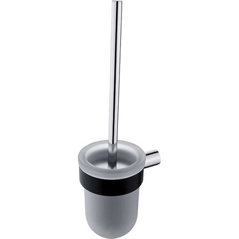 Nimco Nava - Escobilla de WC de pared con soporte, mate negro/vidrio opalino NA 28094WN