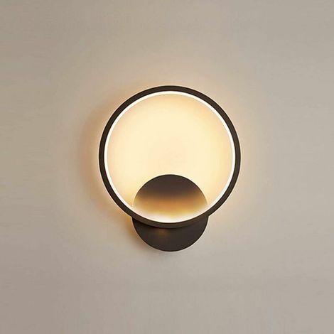 13W LED-Wandleuchte für den Innenbereich, rund, schwarz/warmweiß 3000K, modernes Design, geeignet für Schlafzimmer, Wohnzimmer, Treppenhäuser und Flure, Wechselstrom 220V. (1/5)