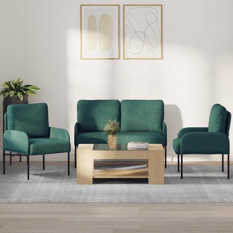Sofagarnituren 3 pcs Dunkelgrün 115 x 56 x 80 cm Sperrholz