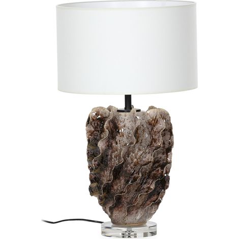 Lampe de table sculpturale en verre et céramique - noir et taupe foncé (1/4)