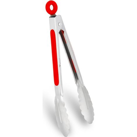 1 Pince de cuisine, Acier inoxydable, Poignée silicone, Résistante chaleur, Cuisson barbecue salade (1/5)