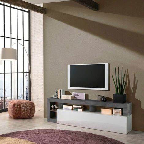 Mobile porta TV design moderno 184cm nero bianco lucido Dorian BX