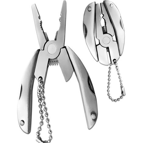 Herramienta multiusos de exterior 7 en 1, llave colgante  alicates, cuchillo, destornillador, lima y hojas de corte – Acero inoxidable (1/4)