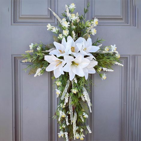 Guirlande Porte - Cadre Bois Simulé - Décoration Murale Saisonnière Accueil Porte d'Entrée - Pour Noël Pâques Mariage - 1 Pièce (1/5)