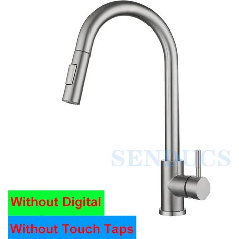 (Non brossé au toucher - G1/2) Robinet de cuisine numérique tactile en acier inoxydable 304, mitigeur eau chaude/eau froide monotrou. (1/5)