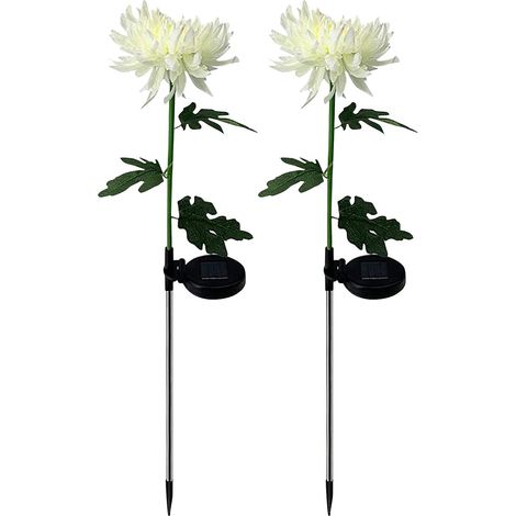 YMYNY Solar-Chrysanthemenlicht für den Außenbereich, künstliche Frühlings-Chrysanthemen-Solar-Gartenstecker, LED, solarbetriebene Blumenlichter für Garten, Terrasse, Hof, Rasen (B02-2PC) (1/5)