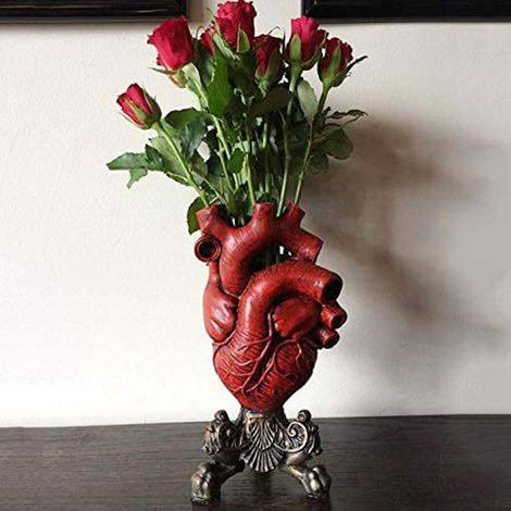 Moderne, anatomisch geformte Herzvase aus Kunstharz, Dekoration für Zuhause oder Büro, Designer-Herzmodell für den Tisch. (1/5)