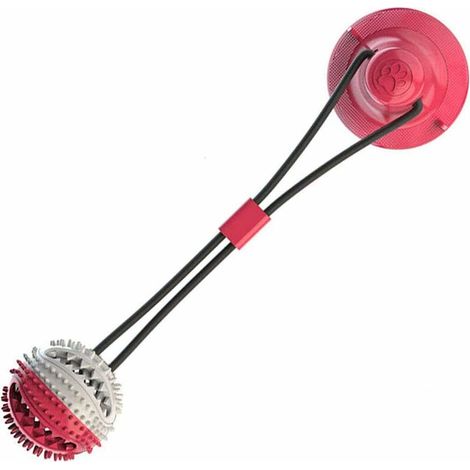 Suction Cup Dog Toy, Pet Molar Bite Toy, Molar Chew Multifunction Dog Toy, Dog Toy with Teeth Care Function, for Molar, Teeth Cleaning, Play (Red) (1/5)
