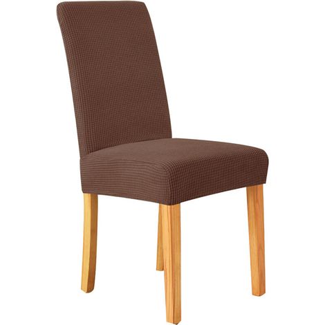 Dehnbare Stuhlhussen, elastische Esszimmerstuhlhussen, rutschfeste Stuhlschoner, braun, 2er-Set (1/3)
