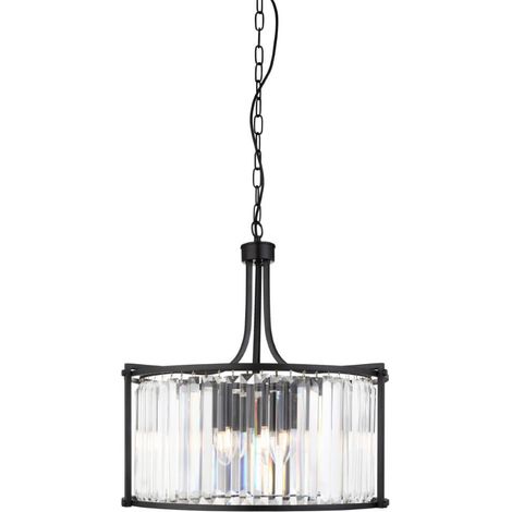 Searchlight Victoria - Luminaire suspendu rond à 5 ampoules noir mat, avec verre, E27 (1/2)