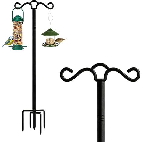 Mangeoire pour oiseaux, 193 cm, crochets de berger avec 2 crochets, distributeur de nourriture pour oiseaux, support pour mangeoire à oiseaux, support de mangeoire pour oiseaux, tige de berger avec (1/5)