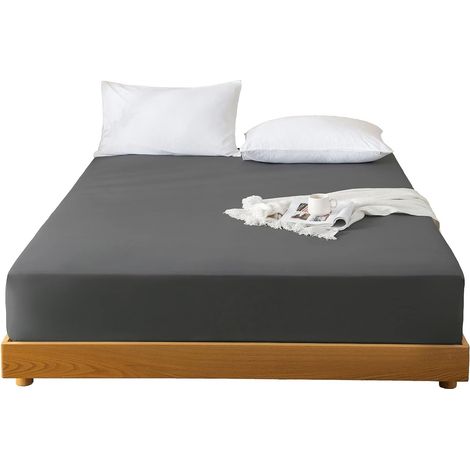 Drap-housse de protection antidérapant pour matelas, coloris gris foncé, 180 × 200 cm, respirant et anti-poussière (1/5)