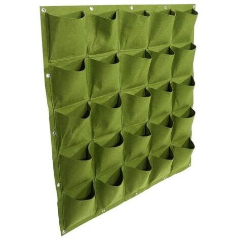 25 Pocket Vertical Grow Bag Hanging Flower Pot for Outdoor Garden Decoration (Green) (1/5)