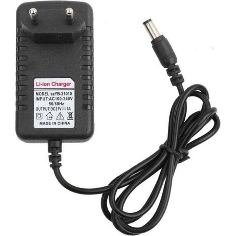 Adaptateur de chargeur Li-ION - Noyau cuivre épais - 21V/1A - Port 5,5 x 2,5 mm - Prise UE - ABS ignifuge (1/4)