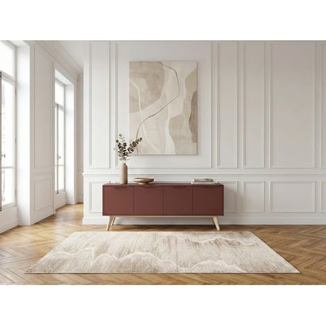 BOBOCHIC - Meuble TV 4 portes 140 cm CAPUS pin laqué terracotta (1/5)
