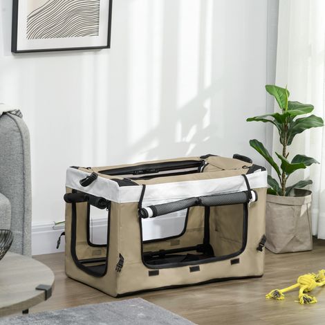 Klappbarer Hunde-/Katzenbuggy mit abnehmbarer Transportbox 81x58x97,5 cm Khaki OKWISH (1/5)