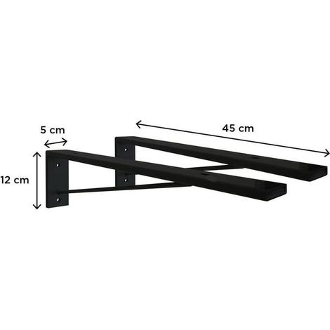 Équerre de fixation invisible WILL, pack de 2, finition noire mate, support mural discret pour étagères, robuste et facile à installer (1/2)