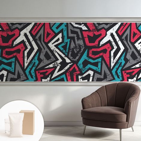 Papier peint intissé mural installation rapide du papier peint durable et résistante - Colle incluse gratuite Mosaïque abstraite 250x104 cm (1/5)