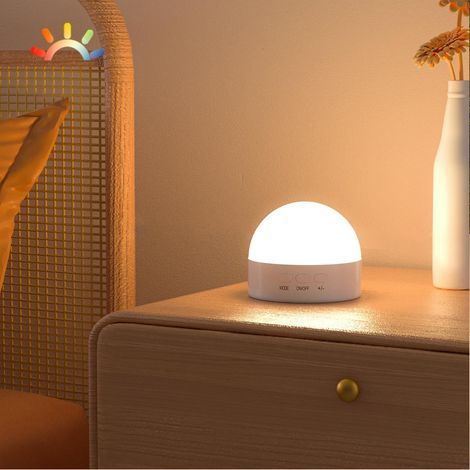 Kintion Veilleuse pour enfants - LED USB - Batterie - 8 modes avec lumières RVB - Intensité variable - Lumière rouge bébé pour chambre à coucher - Blanc - 1 pièce [Classe énergétique F] (1/5)