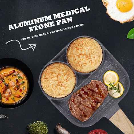 Trade Shop - 3-FACH-PFANNKUCHENPFANNE AUS ANTIHAFTBESCHICHTETER ALUMINIUMLEGIERUNG FÜR DAS 3-IN-1-KOCHEN - (1/5)