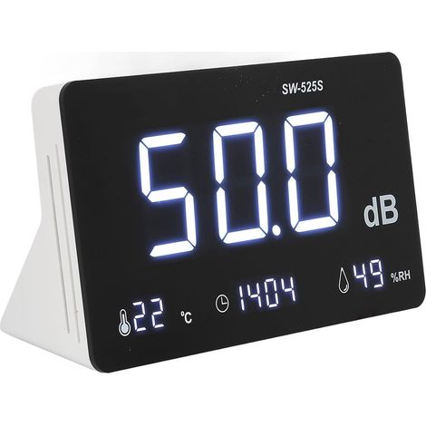 Digitales Schallpegelmessgerät, ABS-Dezibelmesser mit USB-Datenspeicher, 30 bis 130 dB (4-in-1), Feuchtigkeits-, Temperatur- und Schallpegelmessung, für Klassenzimmer, Büro und Zuhause (1/5)