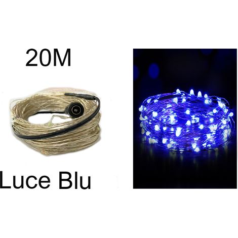 Catena Luminosa Minilucciole 20M Blu 1.4W 200 MicroLed Lucine Decorative (1/5)