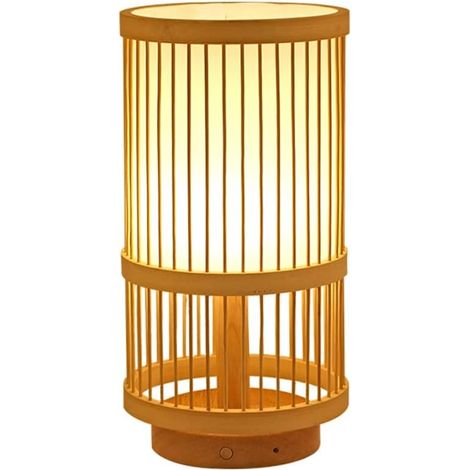 Lampe de bureau de type japonais, Lampe de chevet pour chambre à coucher Décoration du vent ancien de la lampe de sol tressée,16x28cm (1/4)