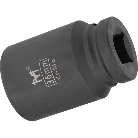 Douille à choc de 36 mm de profondeur avec design à 6 points, acier Cr-V traité thermiquement, longueur de 78 mm, tailles métriques (1/5)
