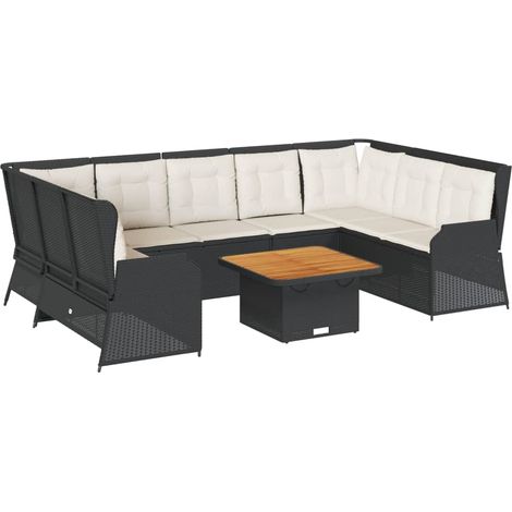 Maison Exclusive - 7-tlg. Garten-Lounge-Set mit Kissen Schwarz Po