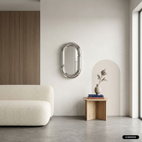 sweeek - Miroir ovale finition glossy 70cm argenté - Adia (1/4)