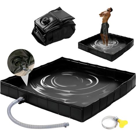Base de douche pliable Receveur de douche portable avec tuyau de vidange : base de tente de douche grande tente de douche mobile extérieur tente camping auvent base pour baignoire intérieure (1/5)