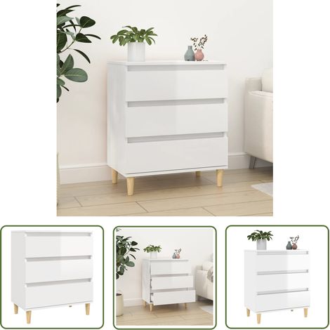 The Living Store Sideboard Hochglanz-Weiß 60x35x70 cm Holzwerkstoff - Schreibtisch - Wohnzimmermöbel - Sideboard - Regal - Weißer Schrank (1/5)