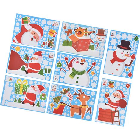 8 PCS Autocollants de Bonhomme de Neige Noël DIY pour Fenêtres et Vitres, Décoration PVC pour Salon