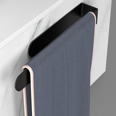 Portasciugamani adesivo da 30 cm in acciaio inox 304 nero – installazione senza foratura, resistente ed elegante per il bagno