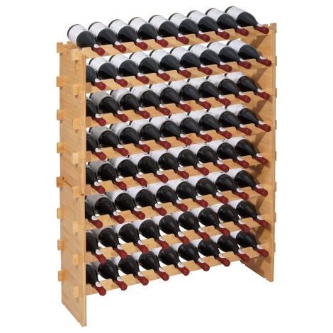 Botellero Modular Apilable de Bambú, para 72 Botellas, 8 Niveles, Capacidad de Carga Total de 80 kg, Estable, Ideal para Cocina, Bodega, Bar y Vinoteca, Color Natural, 956 x 250 x 1190 mm (1/5)