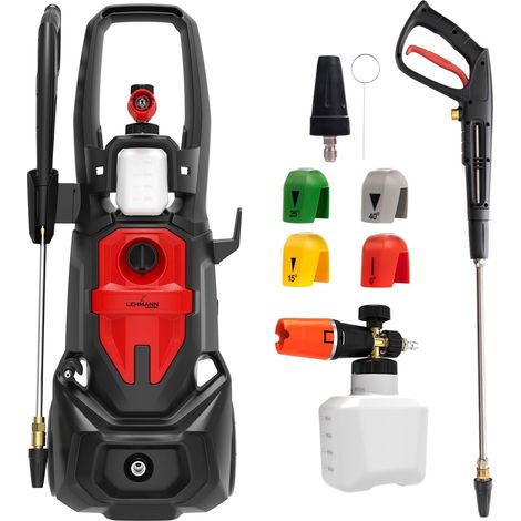 Nettoyeur Haute Pression Avec Moteur À Induction, 3000w, Max. 260 Bar, Débit 480 L/H, Tuyau Haute Pression De 12m, Accessoires - Lance À Mousse, 4 Buses, Buse Turbo
