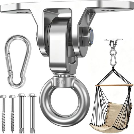 360° Swivel Hook Ceiling Bracket Heavy Duty 450kg Load Capacity 304 Stainless Steel for Hammocks, Swings, Strike Bags, Yoga Straps and Sun Shade (1/5)