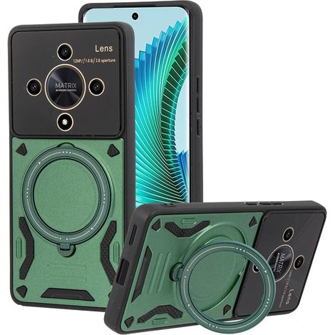 Funda protectora para Honor Magic 6 Lite 5G, con anillo magnético, color verde. (1/3)