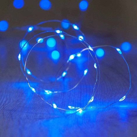 Filo di 50 micro led stringa 5 metri con cavo metallico flessibile a batteria catena di luci per confettata presepe decorazioni natalizie Blu (1/2)