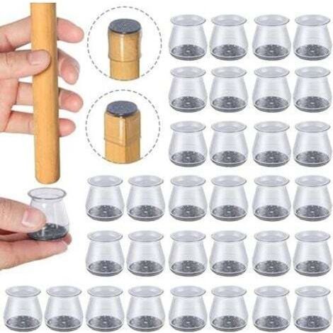 32-Piece Silicone Chair Leg Protectors, Size: Small (Fits 23-32 mm), Small Chair Pads, Transparent Silicone Floor Protectors for Chair Legs with Felt Pads, for Floors (1/4)
