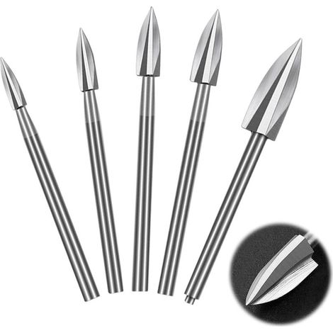 Set di 5 utensili per intaglio del legno con gambo da 0,3 cm, utensile rotante per fai da te, intaglio, levigatura, incisione, foratura