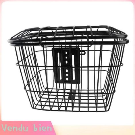 Panier de vélo, panier de rangement de panier de vélo arrière en métal avec filet de chargement, pour accessoires de vélo électrique (1/4)