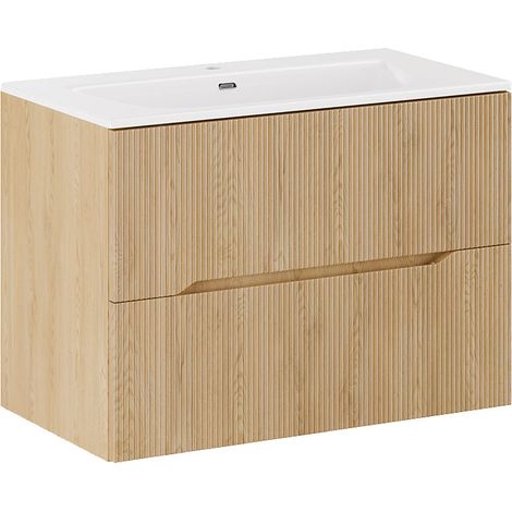 Waschtisch 80cm Isaline mit 2 Schubladen, Helle Eiche (1/5)