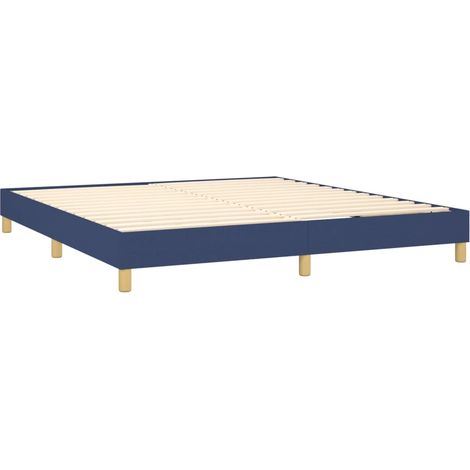 Cadre de lit 25cm en tissu avec pieds en bois naturel Korva – Style scandinave-Bleu-180x200 (1/5)