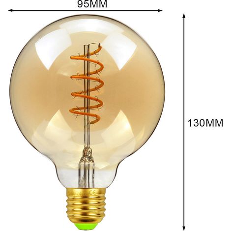 Tira de luz LED suave ajustable con boca de rosca E27, bombilla decorativa interior de espiral simple dorada G95 (1/5)