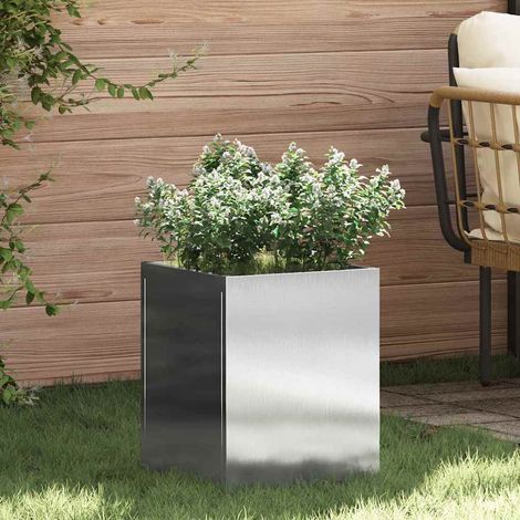 Gartenblumentopf Silber Edelstahl vidaXL (1/5)