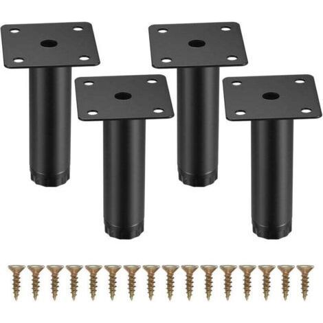 4 Pièces Pieds de Meuble, 8 cm/3,15 Pouces Pieds de Meubles Réglables, Pieds de Support en Fixation en Métal pour Meubles/Table/Chaise/Bureau/Cuisine/Armoire/Canapé (1/5)